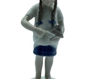 B&G COPENHAGEN GIRL WITH KITTEN FIGURINE 1779 7"