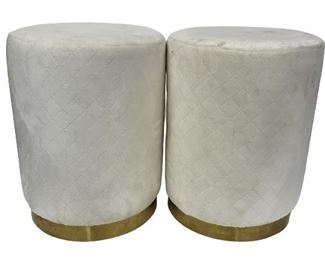 VINTAGE KARL SPRINGER STYLE POUF STOOLS 18"