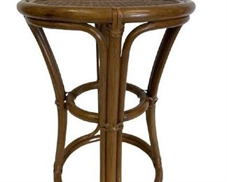 VINTAGE WICKER BAMBOO RATTAN SIDE TABLE 18"