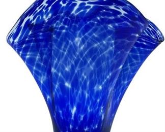 VINTAGE MURANO STYLE COBALT BLUE VASE 10"
