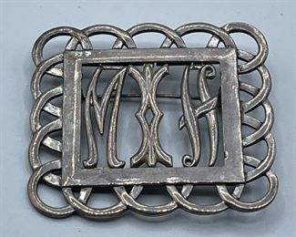 BROOKKRAFT STERLING SILVER MONAGRAMED BROOCH