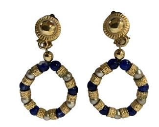 VTG PAULY CVM MURANO GLASS & PEARL CLIP EARRINGS