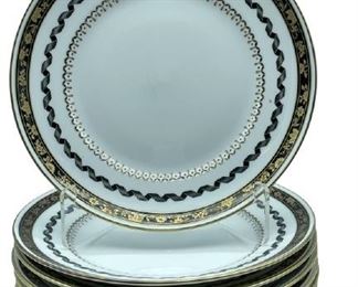 8 RICHARD GINORI "PINCIO BLAK" PLATES 10.5"