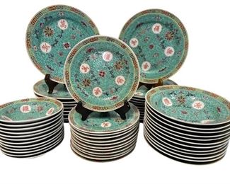 58 PIECE CHINESE FAMILLE ROSE STYLE PLATES