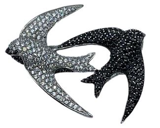 STERLING SILVER AND RHINESTONE STINGRAY BROOCH