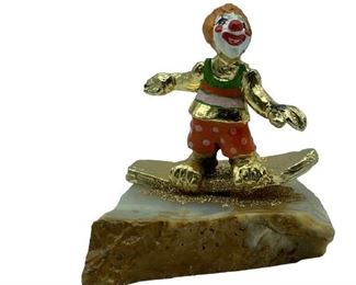 VINTAGE JUDY 24K GOLD PLATED CLOWN FIGURINE 4"