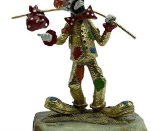 VINTAGE RON LEE 24K GOLD PLATED CLOWN FIGURINE 6"