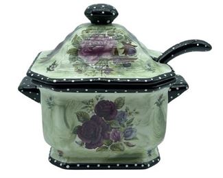 KIWI STUDIO CERAMIC SOUP TUREEN WITH LADLE 9"