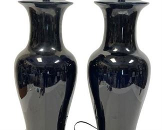 PAIR OF VINTAGE CHINOISERIE CERAMIC TABLE LAMPS