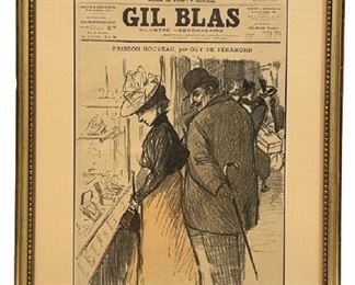 STEINLEN GIL BLAS FASHION COVER ART PRINT 19"