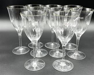 9 CORUM GOLD RIM CRYSTAL WINE GLASSES 8"
