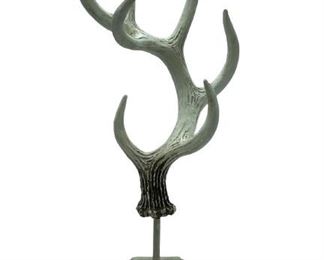 MODERN DEER ANTLER SCULPTURE ON STAND 20"