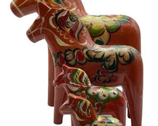 3 TILLY G.A. OLSSON DANISH MODERN DALA HORSES 16"