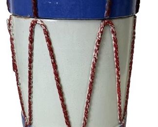 VINTAGE CERAMIC DRUM GARDEN PLANTER SIDE TABLE