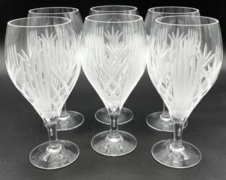 SET OF 6 DECO STYLE ETCHED WINE GLASSES
