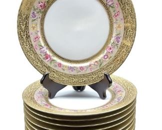 SET OF 11 VINTAGE AHRENFELDT LIMOGES PLATES 8.5"