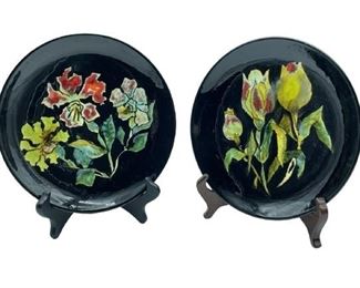 PAIR OF YOURK UNIQUE STUDIO POTTERY PLATES