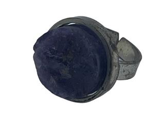 STERLING SILVER AND AMETHYST RING