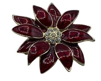 VTG ENAMEL AND RHINESTONE CHYSANTHEMUM BROOCH
