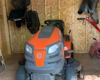 2016 Husqvarna 22hp 46” riding lawn mower with bagger accessories 