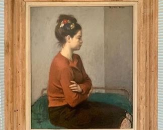 Girl with Flowers in Her Hair signed Raphael Soyer