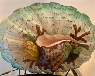 Exquisite Majolica Hanging Conch Shell Planter
