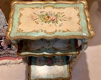 Hand Painted & Gilt Italian Nesting Tables