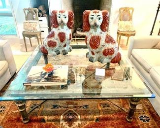 Pair of Monumental Staffordshire Dogs