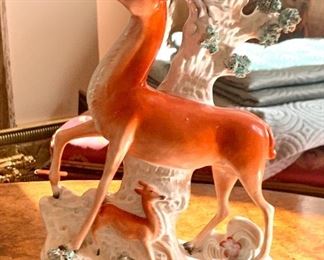 Pair of Staffordshire Spill Vases - Doe & Buck