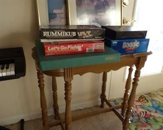 vintage table, games