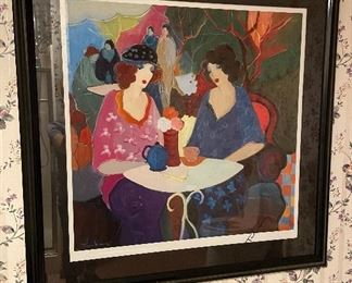 Itzchak Tarkay signed print. 
Two ladies talking about what they will be purchasing at our upcoming estate sale! See you there!!