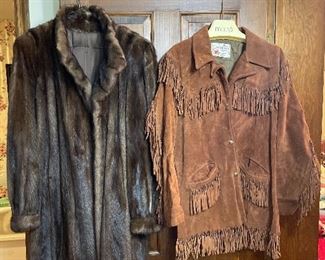Vintage fringe suede jacket and mink coat by Ambiance  Furs