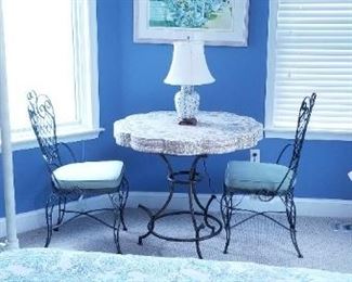 Darling dining set - wrought iron with porcelain mosaic top