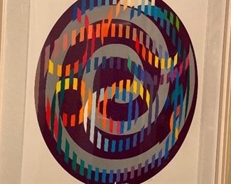 Yaacov Agam  UNIQUE work
“Message of Peace”
2006 Monotype with hand embellishments in ink and pigment. Signed in pigment lower center.  $11,500. 