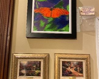 Dominic Pangborn - ‘Take Flight’- hand embellished giclee. $200.
Thomas Kinkade - a pair of small prints from his Accent Collection. $525./pr 