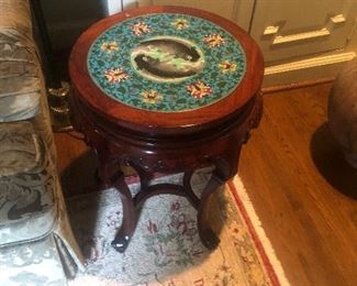 Cloisonne  Rosewood Table.  1 of 2