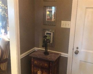 Dutch Marquetry Inlaid Marble Top Commode