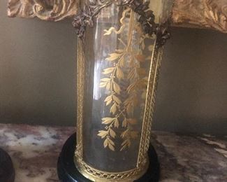 Brass mounted Hand enameled vase