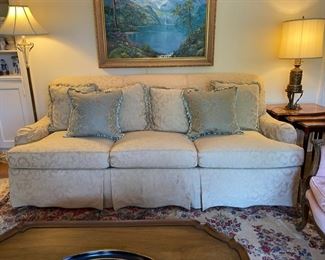 Councill damask sofa                                                                               80"long x 35 1/2"h x 41"d