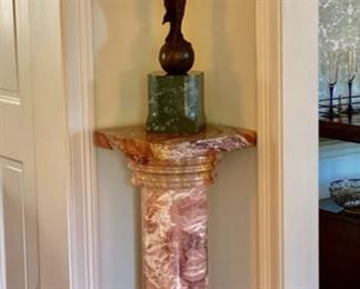 Bronze figure by Ernst Wenck on rose marble pedestal