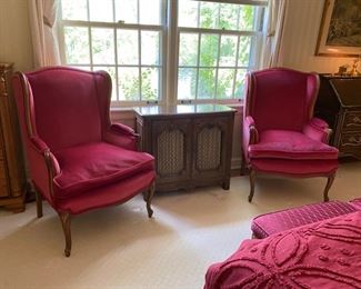 Pair wing chairs