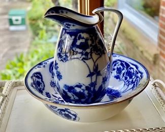 Royal Doulton Flow Blue pitcher & bowl