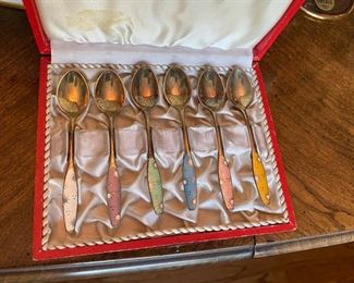 Enameled silver demitasse spoons