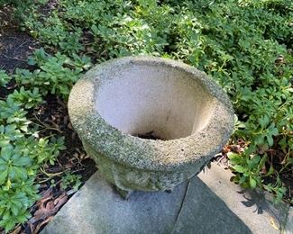 Pair vintage cement planters 