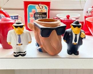 Vintage Camel cigarette salt & pepper shaker, coozie — we also have a few mugs