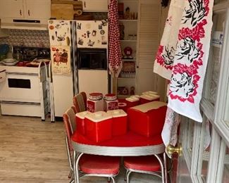 Sneak peek into this fun, retro red & white kitchen