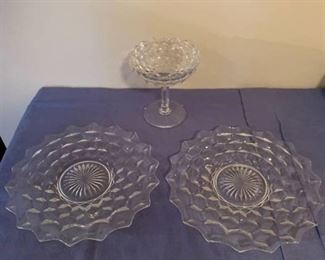 American Fostoria two plates and a candy dish