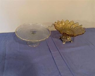Cake stand and large candy dish