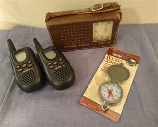 Vintage Channel Master Transistor Radio with Uniden 2Way Radios and Compass