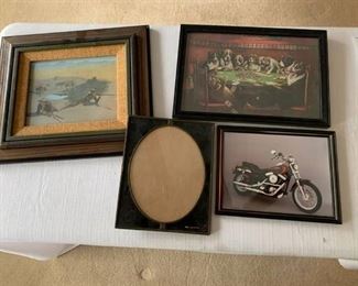 Set of three pictures and a frame
